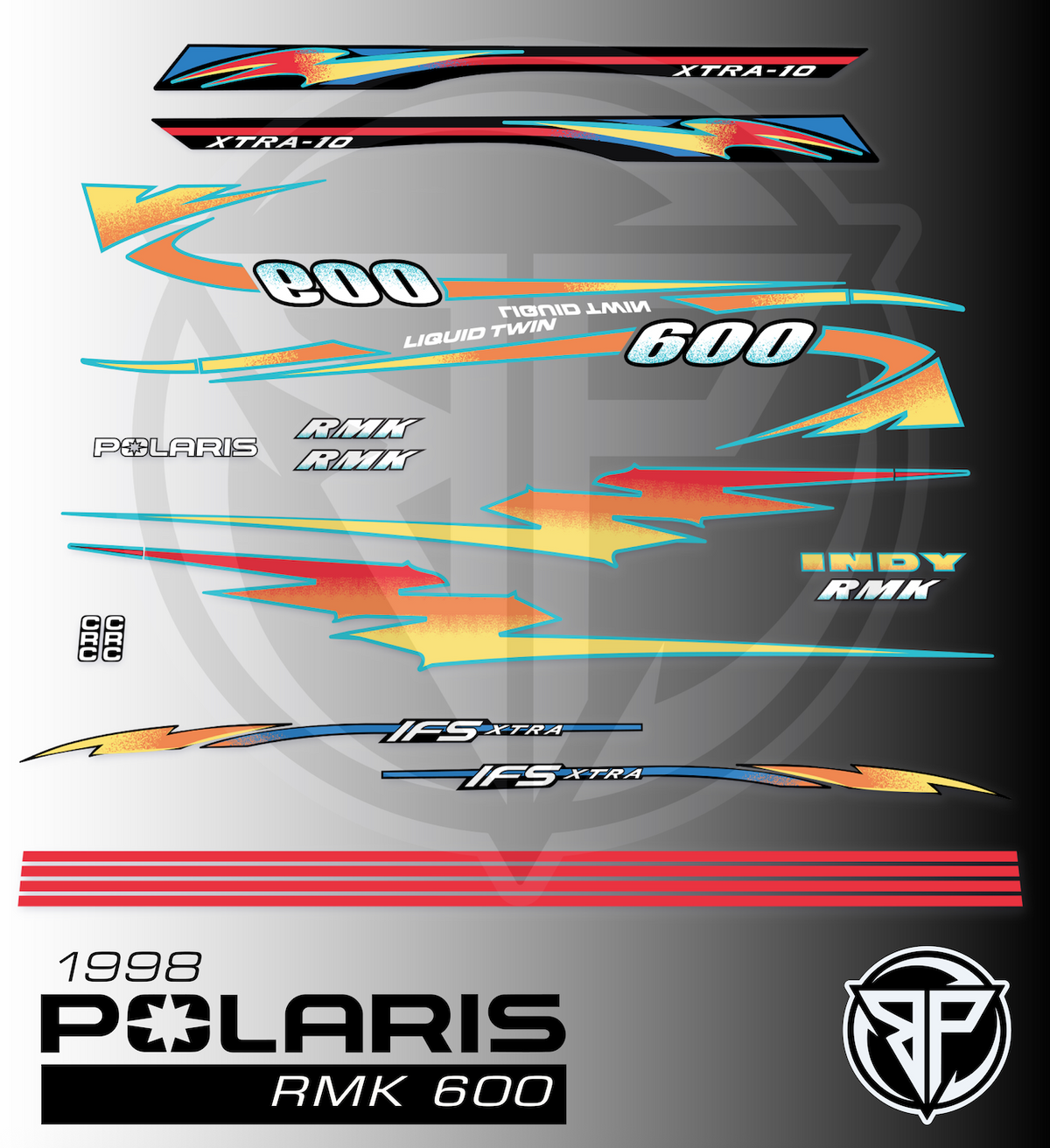1998 Polaris RMK 600 Decal Package