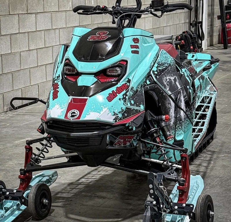 Turquoise custom snowmobile graphics
