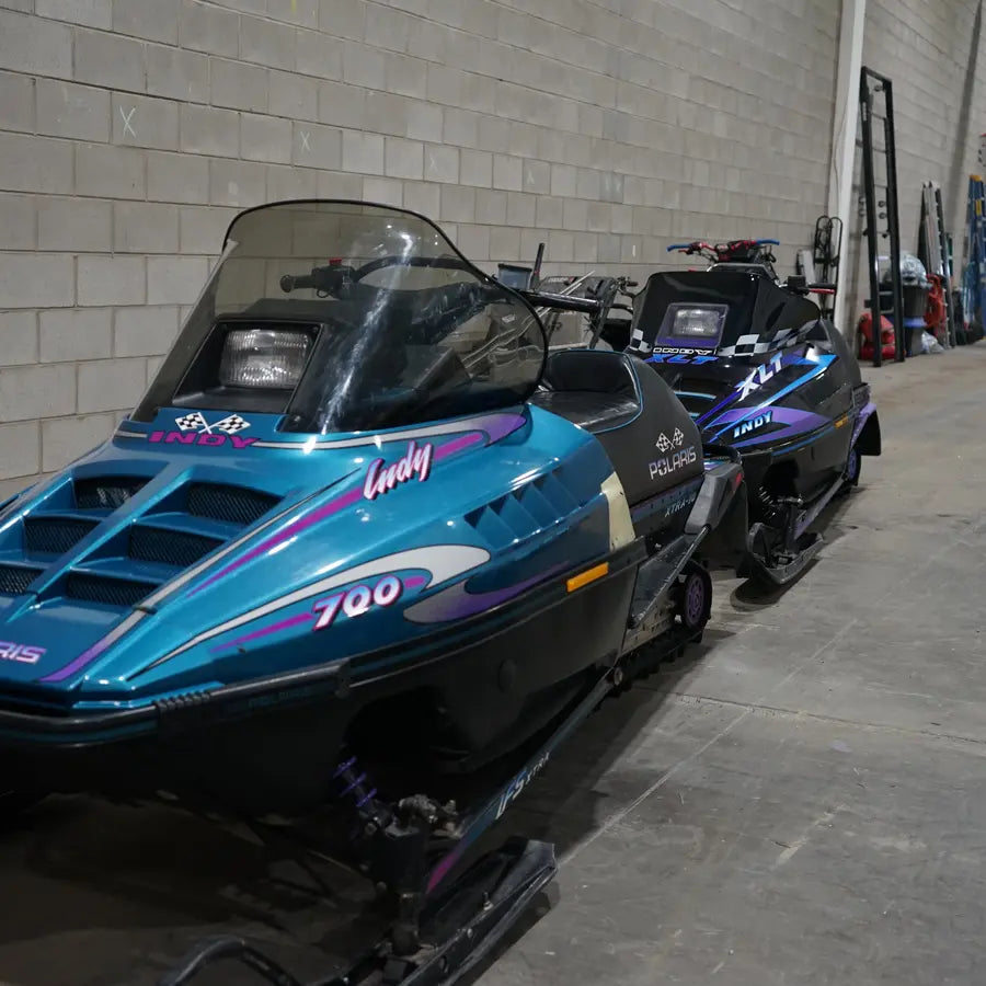 Vintage snowmobile restoration graphics