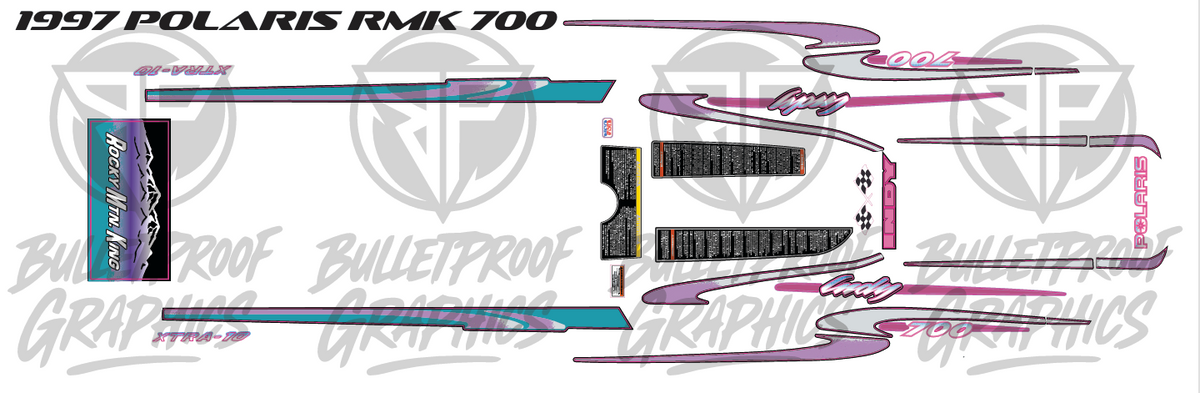 1997 Polaris Indy RMK complete decal package artwork