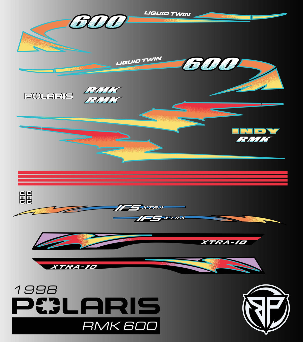 Polaris Indy 600 and 700 RMK decal package artwork