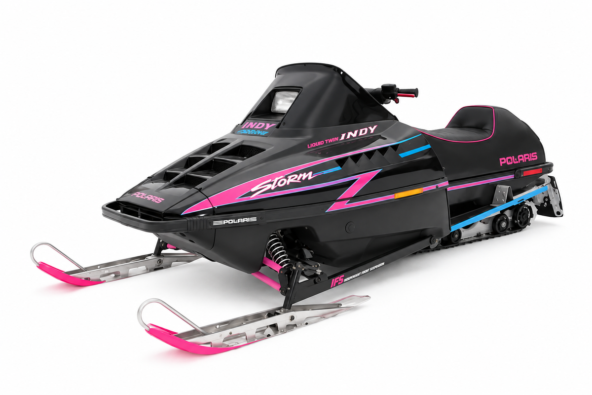 1993 Polaris Indy Storm restored snowmobile with reproduction decals