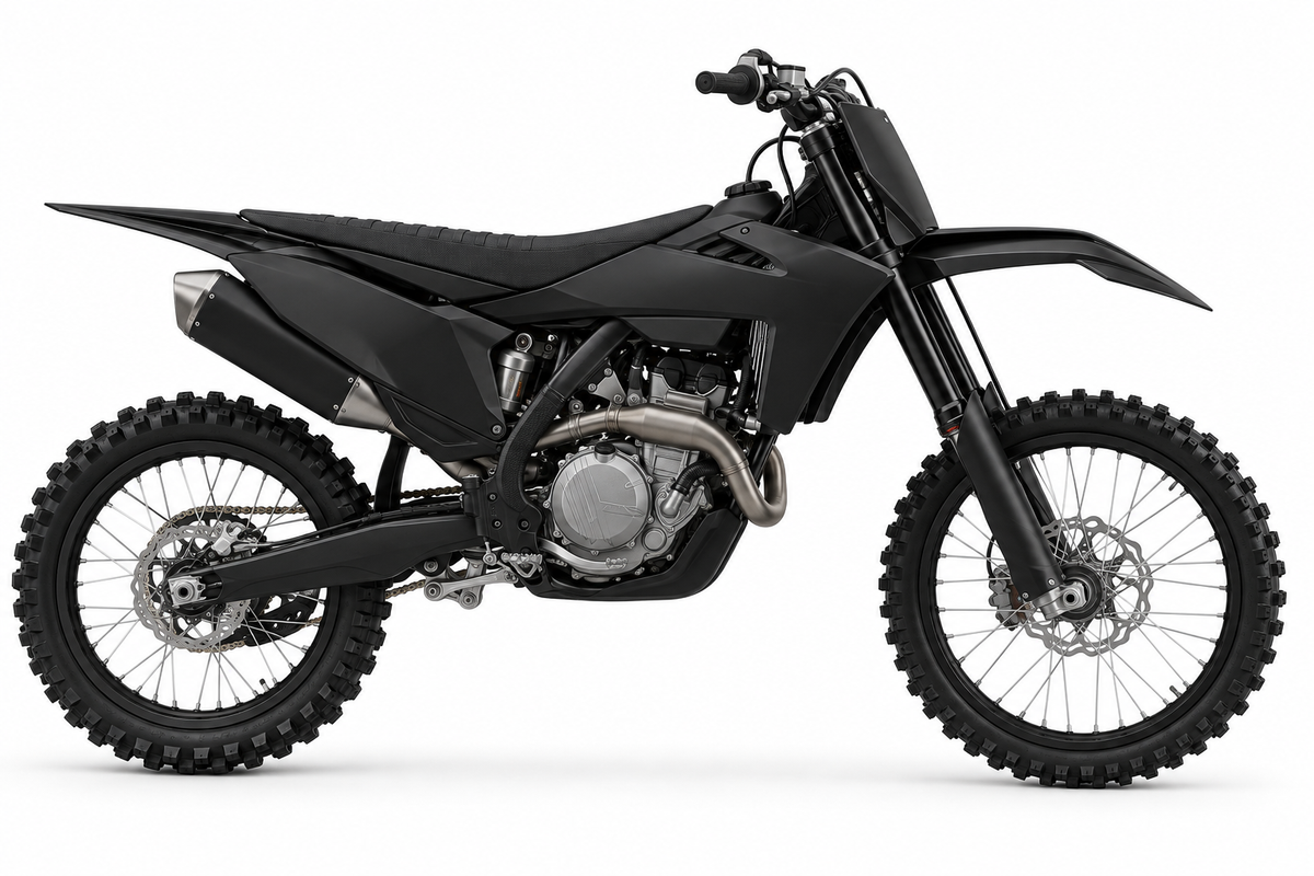 KTM SX / SX-F · 2025–26 black machine reference for Fresh Start custom graphics